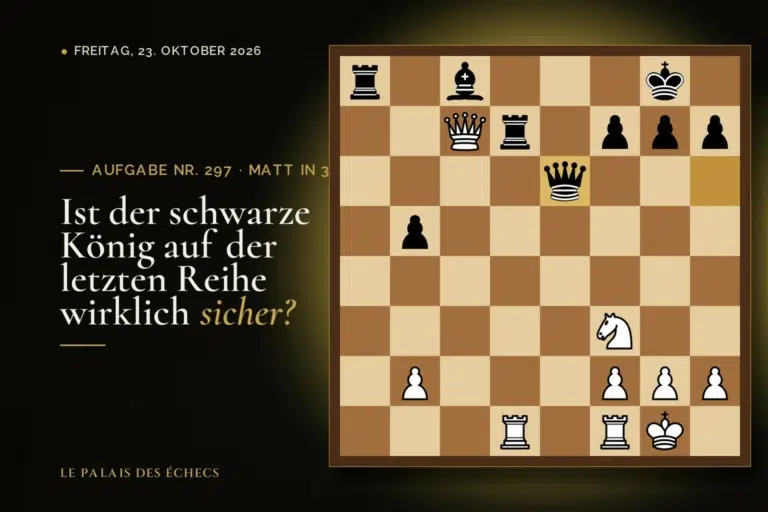 Stellung der Schachaufgabe Nr. 297: Weiß zieht und setzt in 3 matt