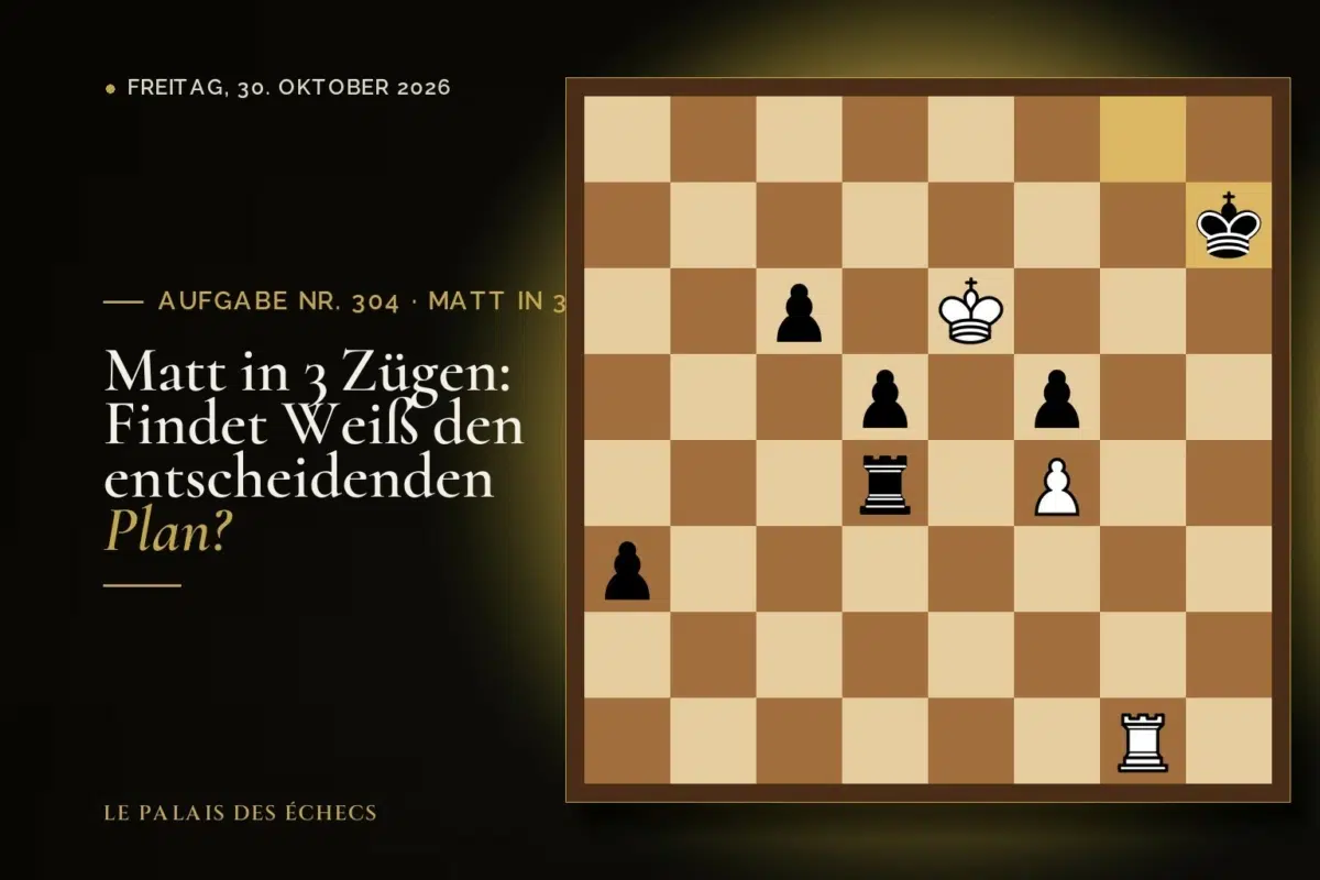 Stellung der Schachaufgabe Nr. 304: Weiß zieht und setzt in 3 matt